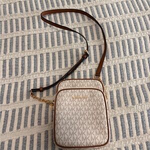 Michael Kors Tan and Gold Crossbody Bag